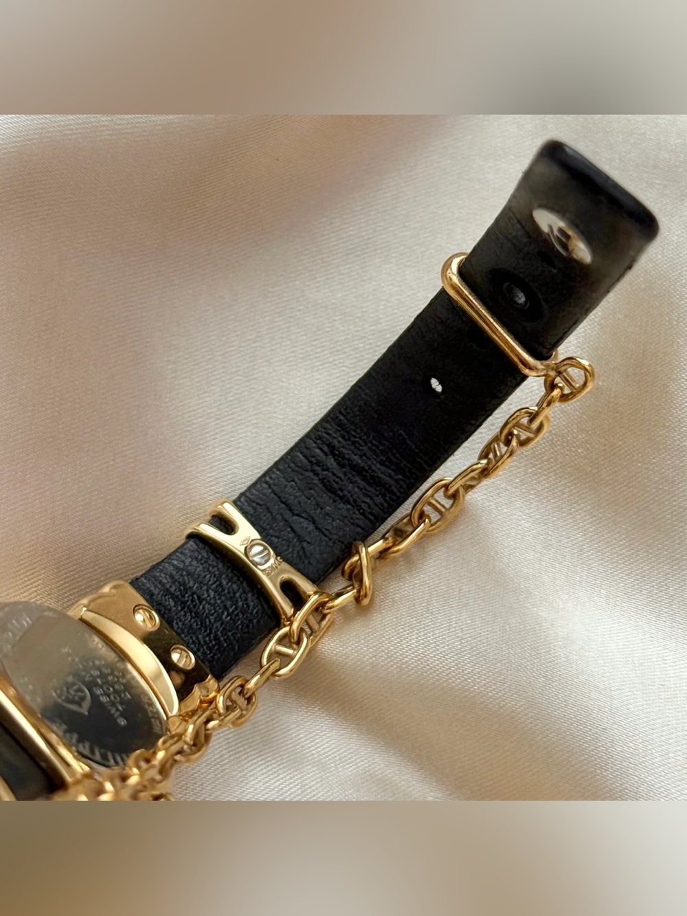 AUTHENTIC VINTAGE PHILIPPE CHARRIOL MOTHER-OF-PEARL BLACK LEATHER WATCH - Picture 8 of 8